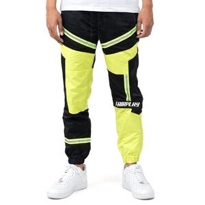 FairPlay “The Eye In The Sky” Neon and Black Colourblock Runner Pants Size L